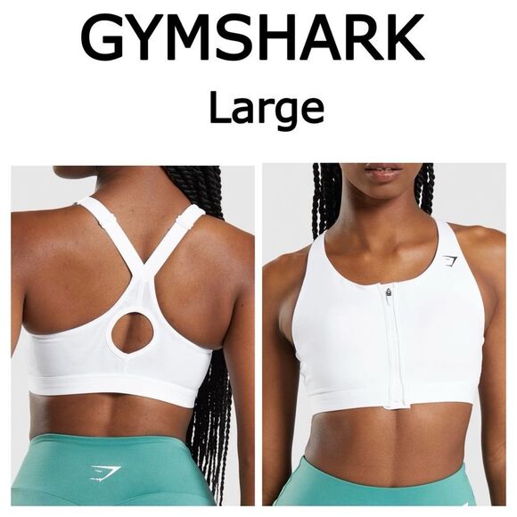 Gymshark Women's ZIP UP SPORTS BRA White Size Large - Picture 1 of 10
